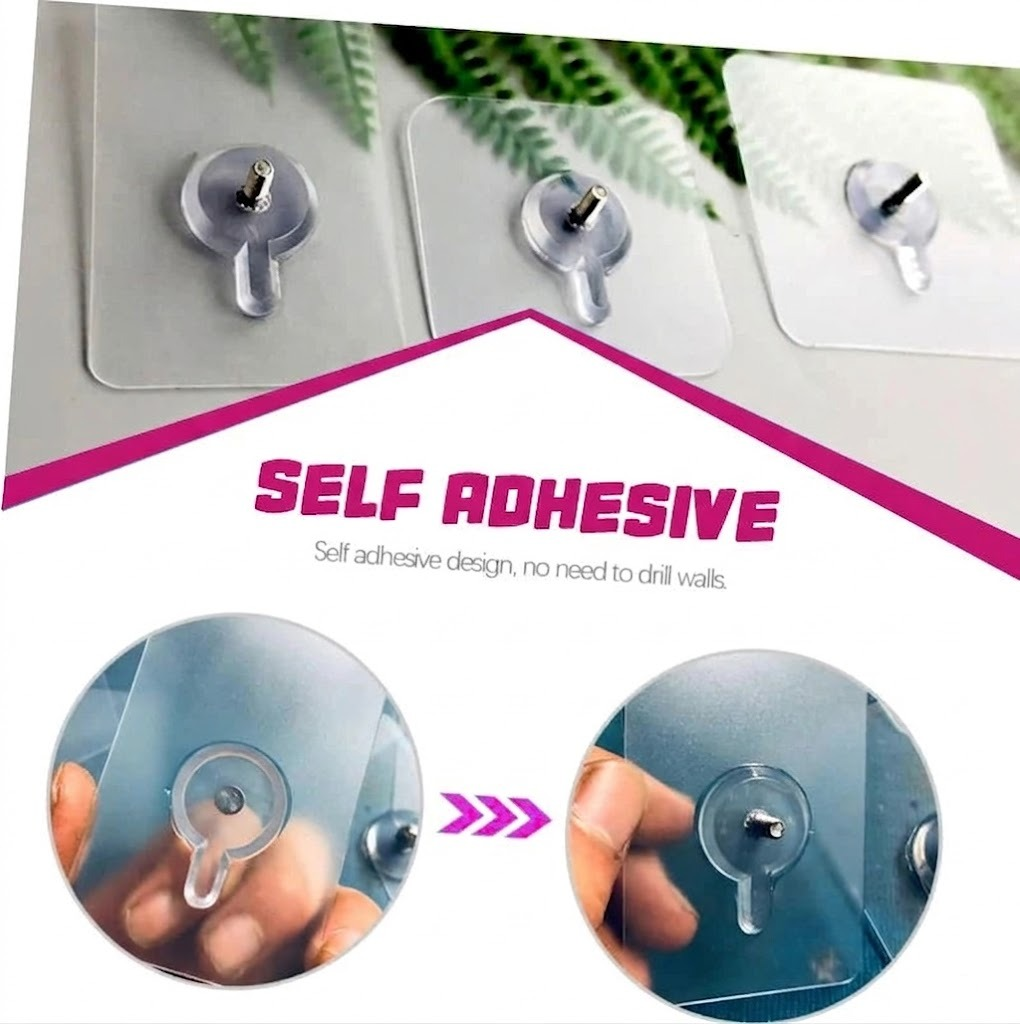 Transparent Wall Hooks 10Pcs No Drill Self Adhesive