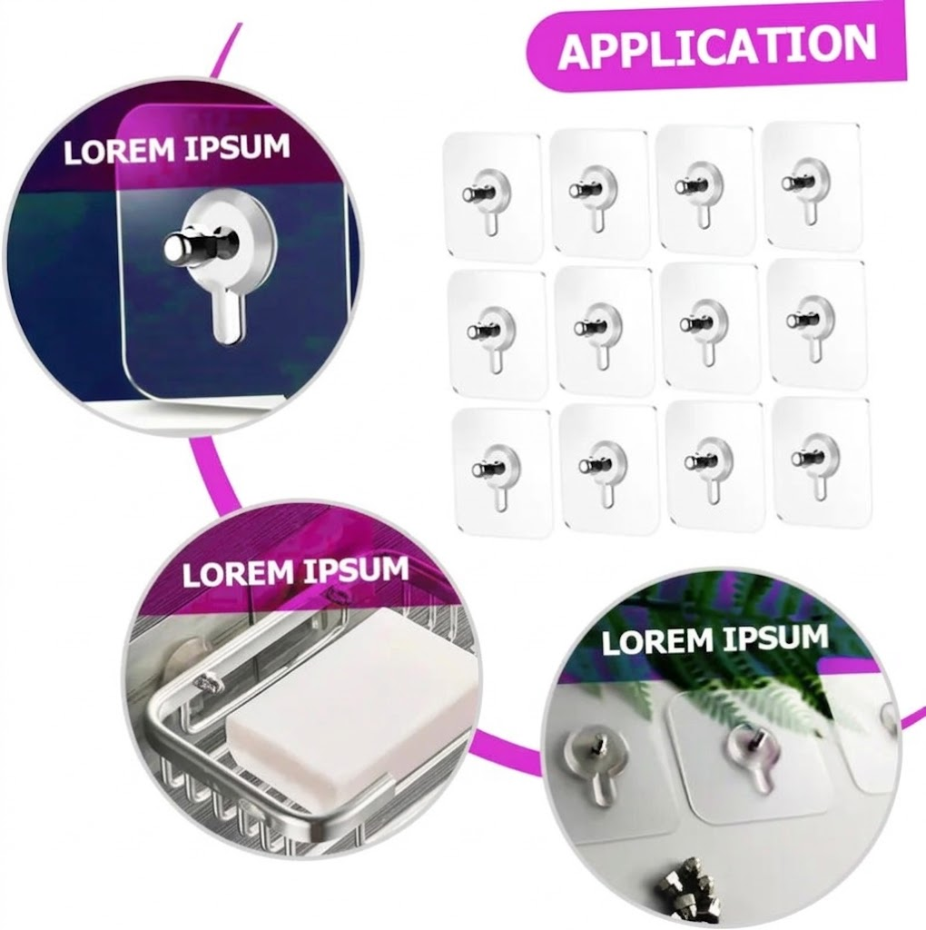 Transparent Wall Hooks 10Pcs No Drill Self Adhesive