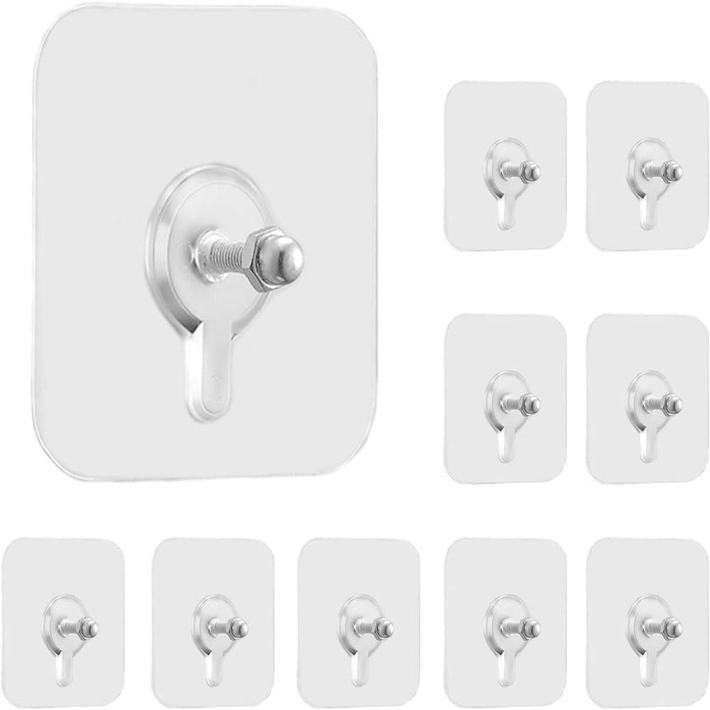 Transparent Wall Hooks 10Pcs No Drill Self Adhesive