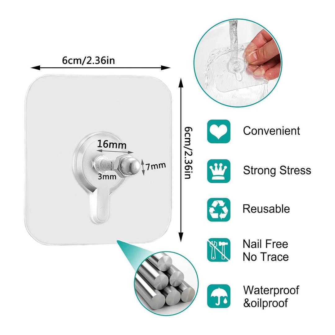 Transparent Wall Hooks 10Pcs No Drill Self Adhesive