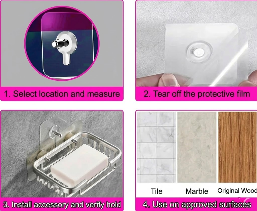 Transparent Wall Hooks 10Pcs No Drill Self Adhesive